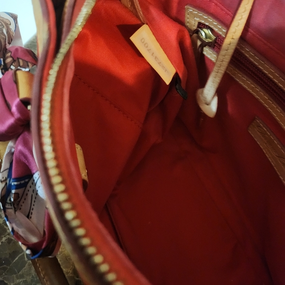 Dooney & Bourke Red and Tan Satchel with Scarf GUC - Picture 8 of 15